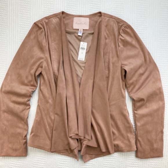 Hutch Anthropologie Jacket Draped Faux Suede Neutral Size Medium, NWT - Picture 3 of 16